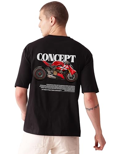 Starton Apparel Premium Oversized T-Shirt for Men, 100% Cotton Drop Shoulder Bike Automobile Motercycle Graphic Front and Back Printed