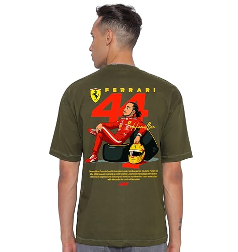 Starton Apparel Unisex Cotton Formula 1 Lewis Hamilton Norris Senna F1 Motorsport Graphic Print Oversized Fit T-Shirt