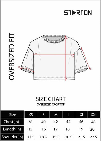 Starton Apparel Cotton Oversized Crop Top for Women, Cute Panda Graphic Print (in, Alpha, L, Plus, Black)