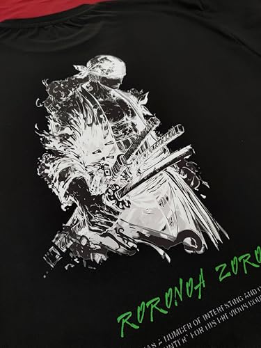 Starton Apparel Unisex Cotton T-Shirt Monkey D. Luffy Roronoa Zoro Anime Graphic Oversized T Shirt for Men and Women Drop Shoulder Loose Baggy Fit Unisex