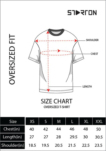 Starton Apparel 100% Pure Cotton Drop Shoulder Oversized Fit T-Shirt for Men Futuristic Cyberpunk Techwear Front and Back Print (STM-035)