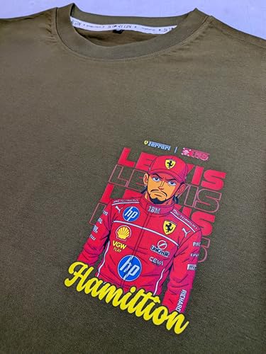 Starton Apparel Unisex Cotton Formula 1 Lewis Hamilton Norris Senna F1 Motorsport Graphic Print Oversized Fit T-Shirt