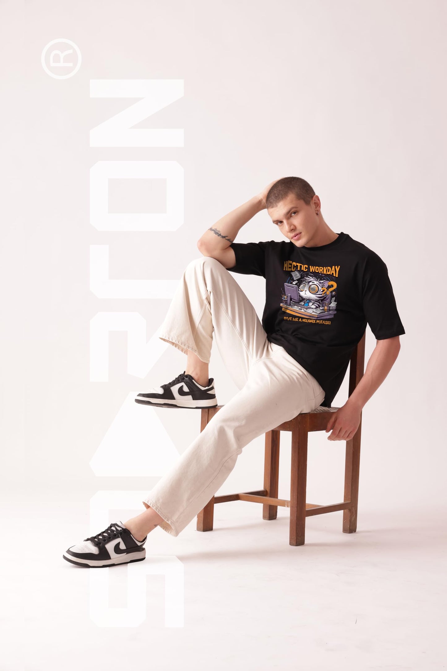 Starton Apparel 100% Cotton Anime Office Funny Quotes Drop Shoulder Oversized Baggy Fit Half Sleeve Round Neck Unisex T-Shirt for Men Women