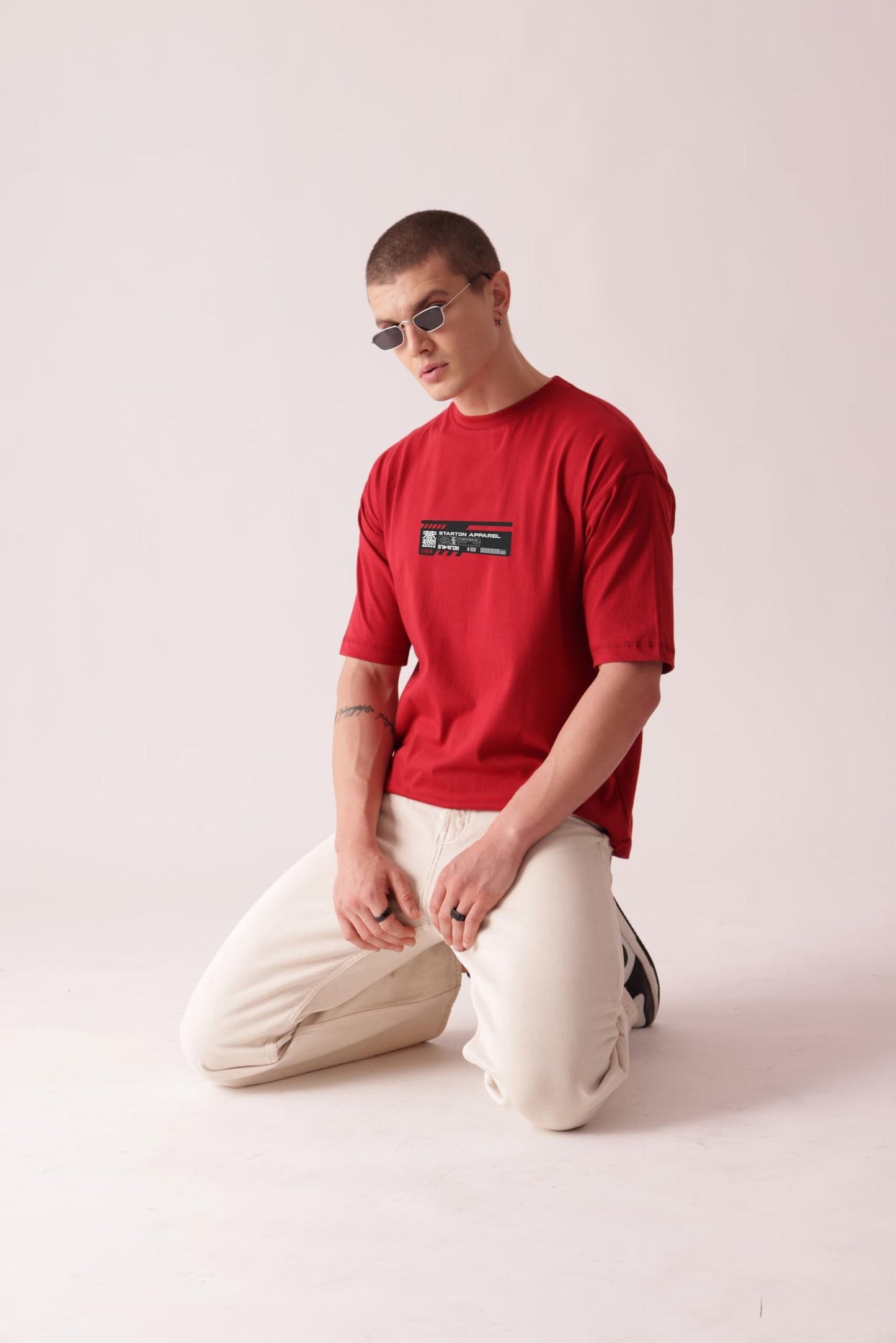 Starton Apparel 100% Pure Cotton Drop Shoulder Oversized Fit T-Shirt for Men Extraction Anime Front and Back Print (STM-037)
