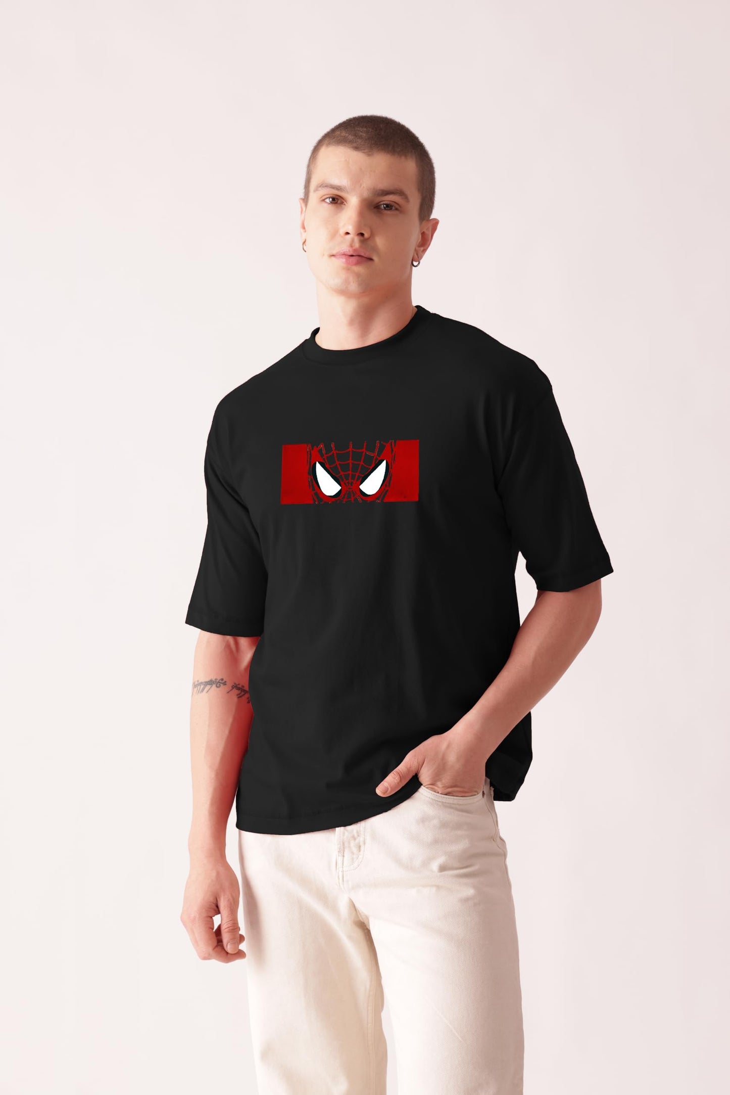 Starton Apparel Unisex 100% Cotton Superhero Graphic Printed Drop Shoulder Oversized Fit T-Shirt for Men and Women