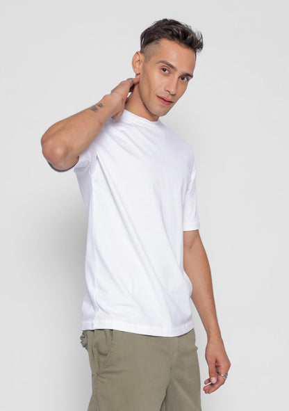 Starton Apparel 100% Pure Cotton Drop Shoulder Oversized Baggy Fit Half Sleeve Plain Solid Round Neck Unisex T-Shirt for Men (in, Alpha, M, Plus, White)