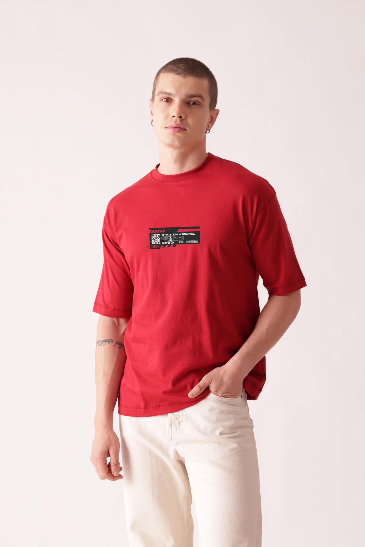 Starton Apparel 100% Pure Cotton Drop Shoulder Oversized Fit T-Shirt for Men Extraction Anime Front and Back Print (STM-037)