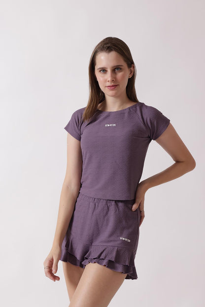 Starton Apparel Women's - Boat Neck Top and Athletic Gym Shorts Lycra Co-Ord Set for Women, skorts for woman