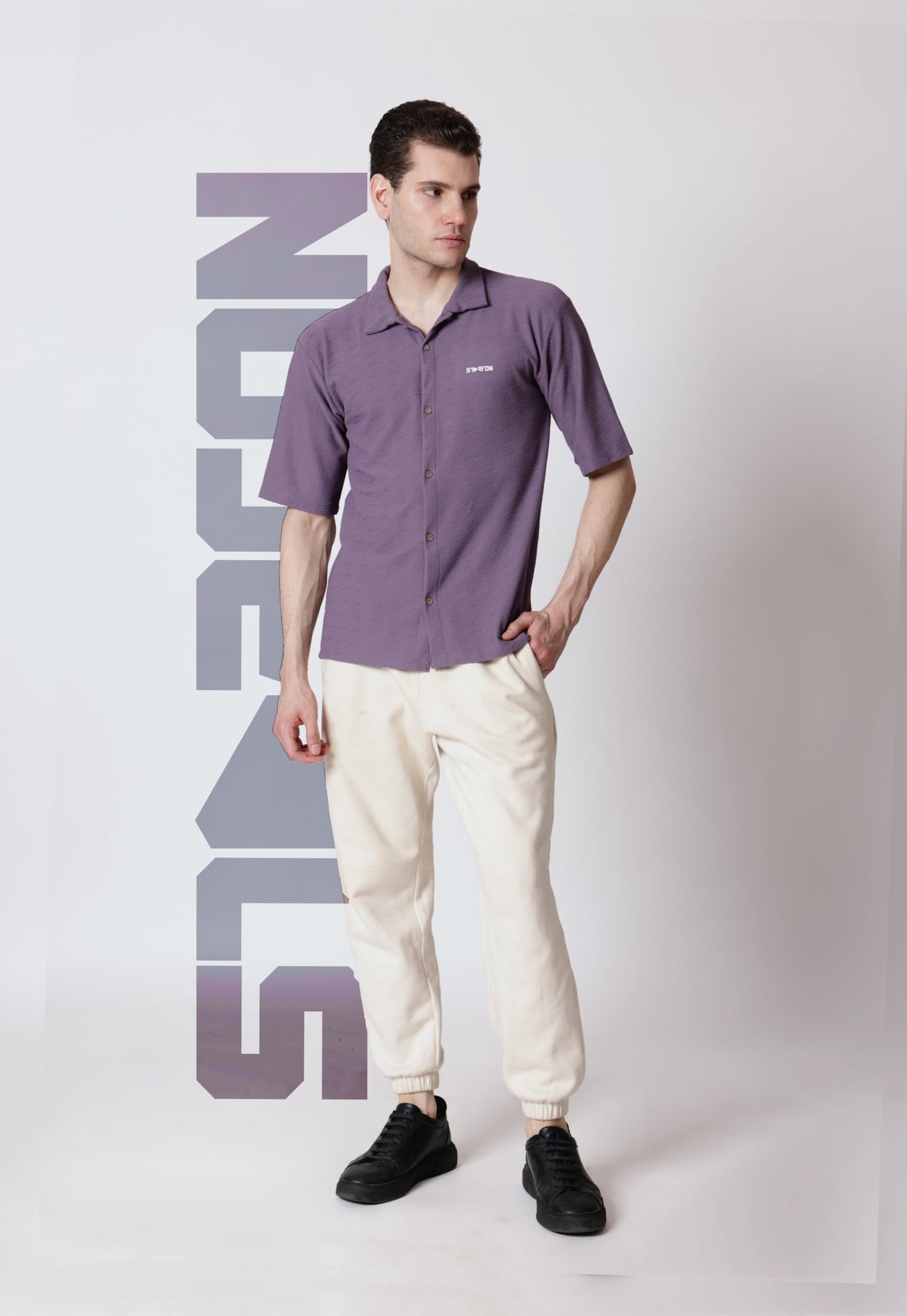 Starton Apparel Men's Textured Casual Shirts, Half Sleeve, Plain, Stylish, Fancy
