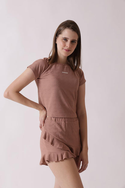 Starton Apparel Women's - Boat Neck Top and Athletic Gym Shorts Lycra Co-Ord Set for Women, skorts for woman