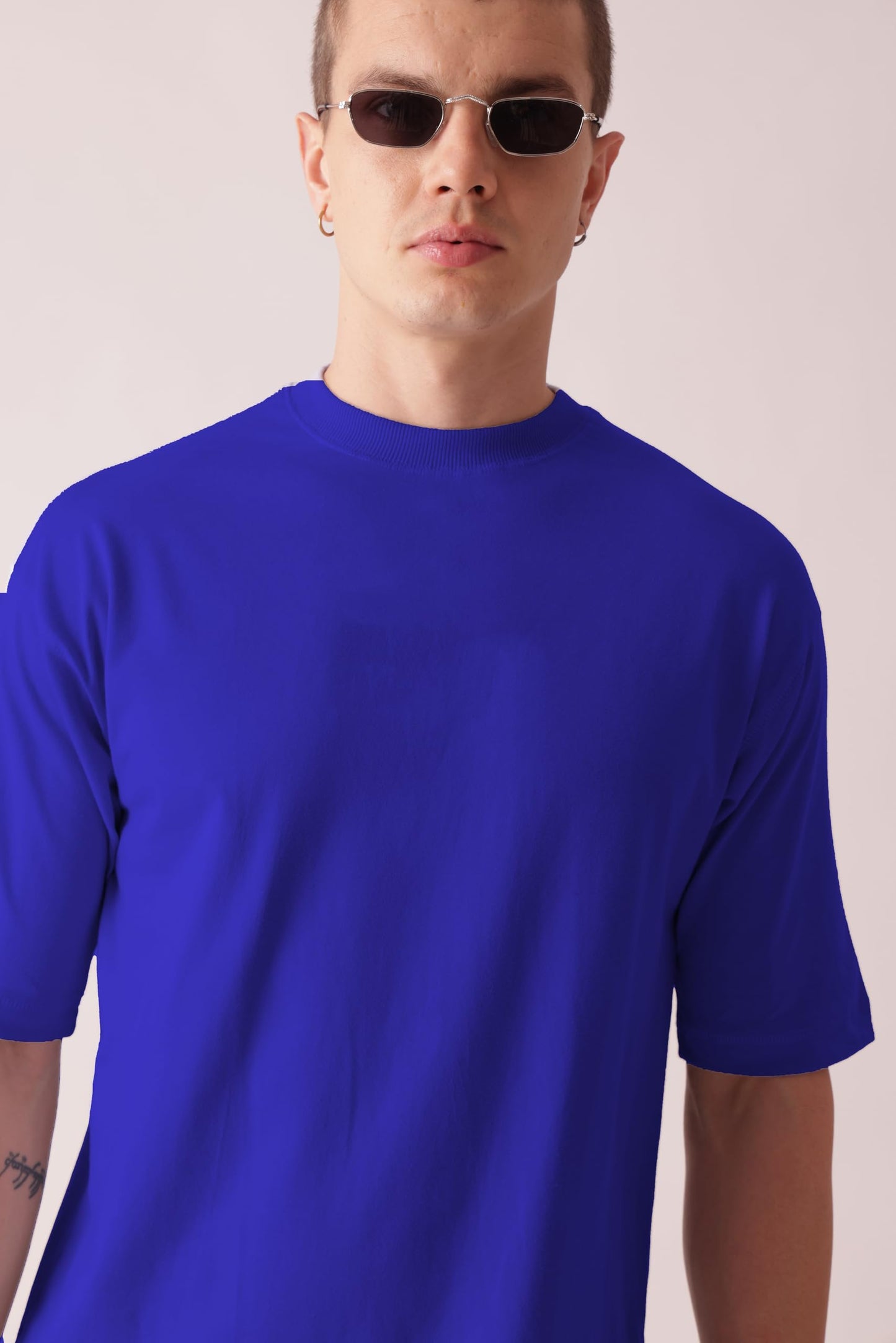Starton Apparel 100% Pure Cotton Drop Shoulder Oversized Baggy Fit Half Sleeve Plain Solid Round Neck Unisex T-Shirt for Men (in, Alpha, M, Plus, Royal Blue)