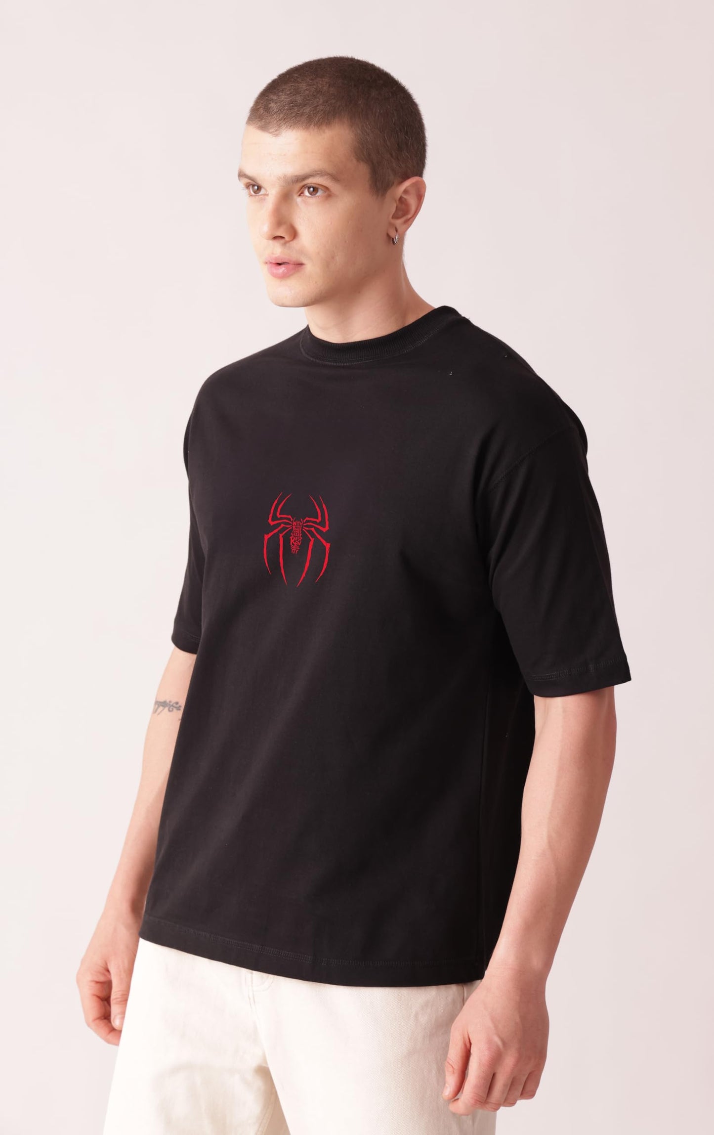Starton Apparel Unisex 100% Cotton Superhero Graphic Printed Drop Shoulder Oversized Fit T-Shirt for Men and Women
