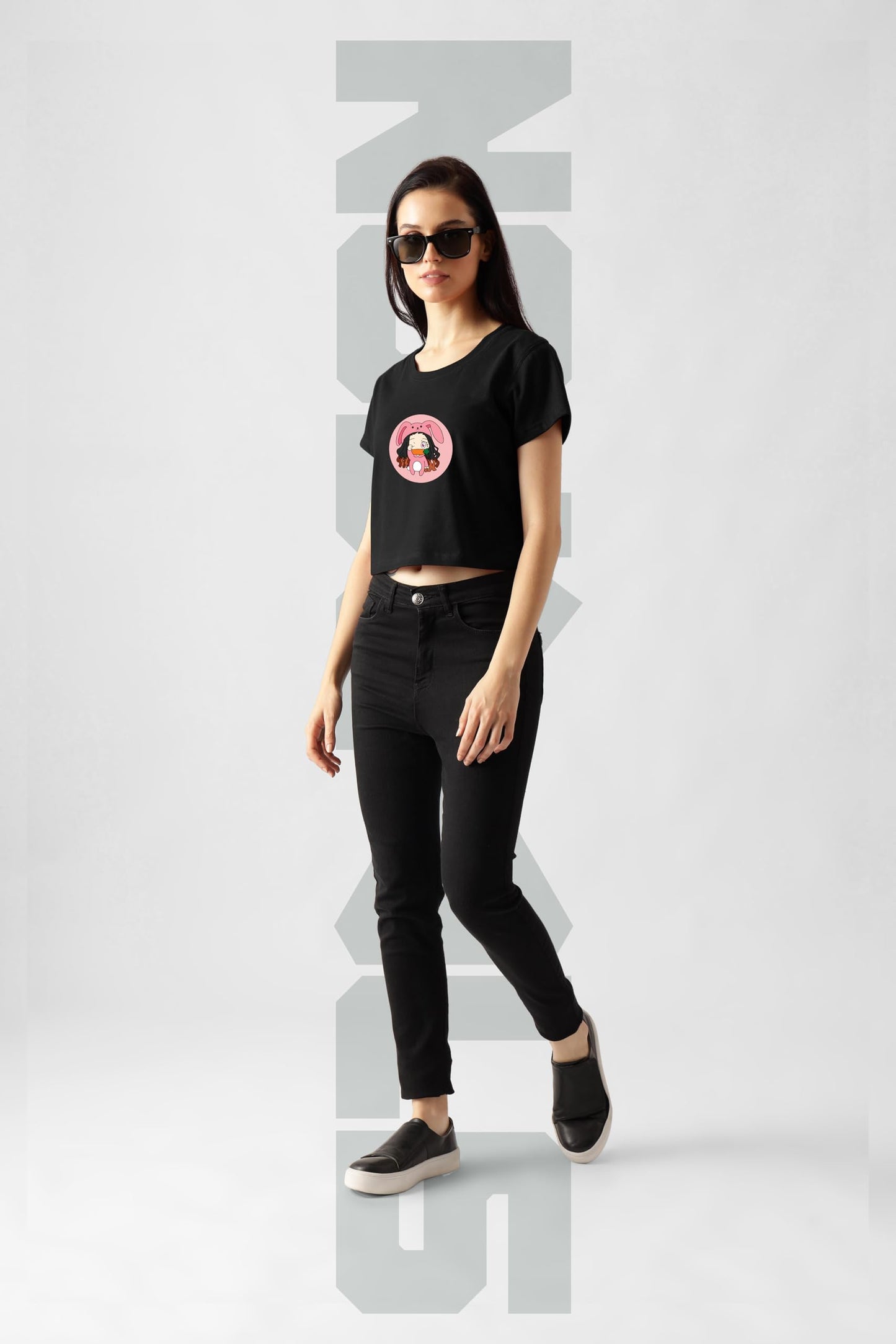 Starton Apparel 100% Cotton Anime Demon Slayer Tanjiro Nezuko Crop Top for Women
