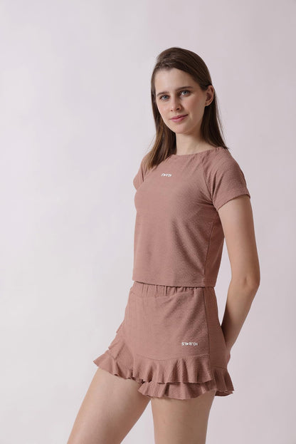 Starton Apparel Women's - Boat Neck Top and Athletic Gym Shorts Lycra Co-Ord Set for Women, skorts for woman