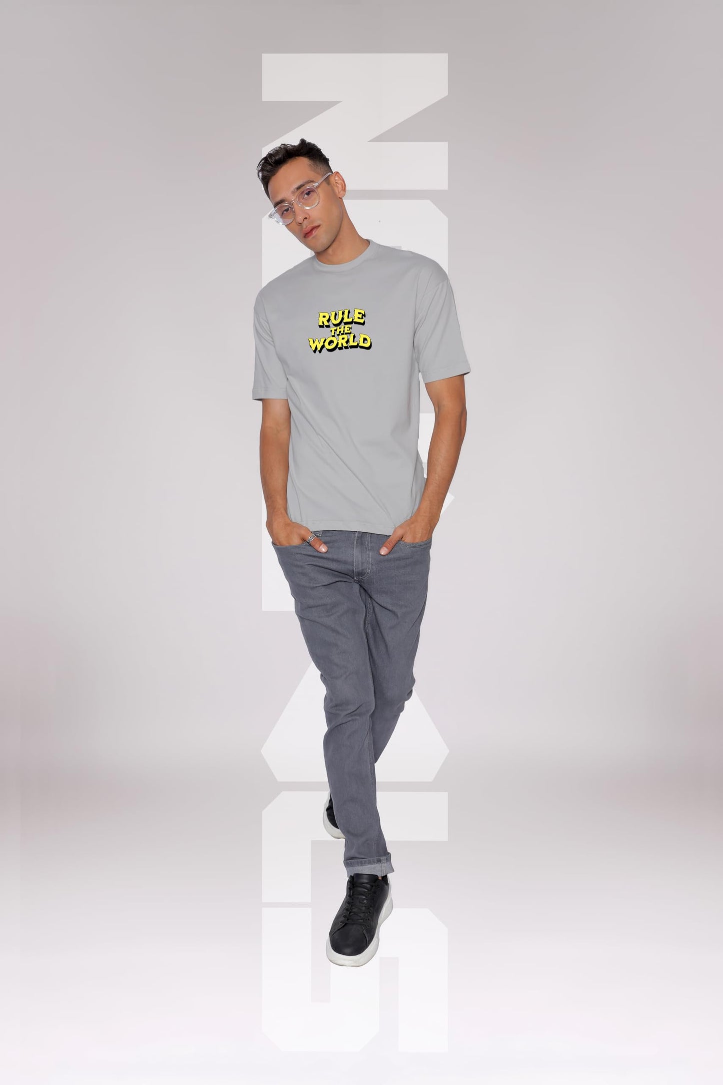 Starton Apparel Oversized and Baggy Fit Black Round Neck Half Sleeve T-Shirt in Pure Cotton Back Graphic Print and Front Print for Men