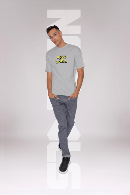 Starton Apparel Oversized and Baggy Fit Black Round Neck Half Sleeve T-Shirt in Pure Cotton Back Graphic Print and Front Print for Men