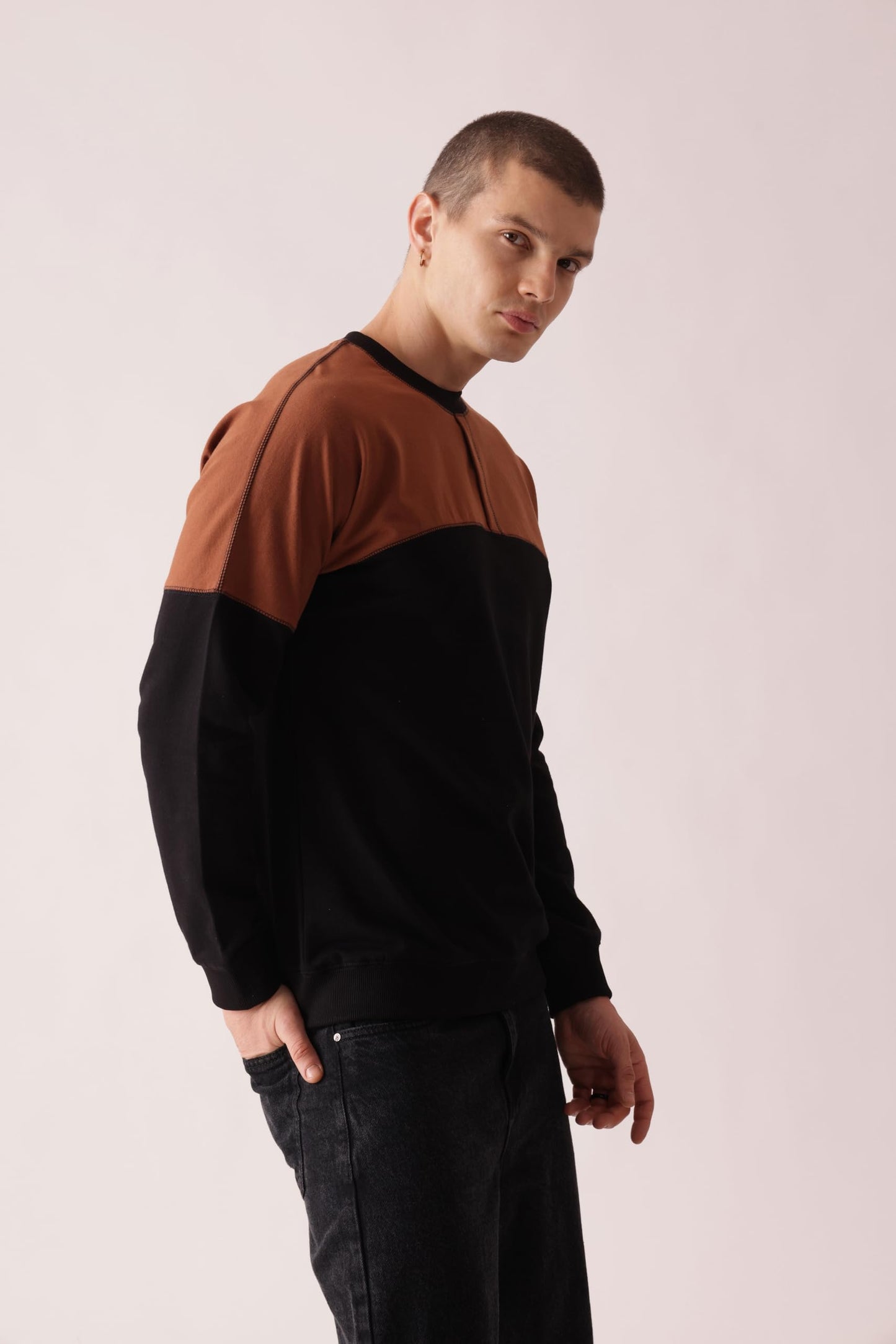 Starton Apparel Crew Neck Sweatshirt for Men 100% Cotton Terry 280GSM Heavy French Terry Dual Tone