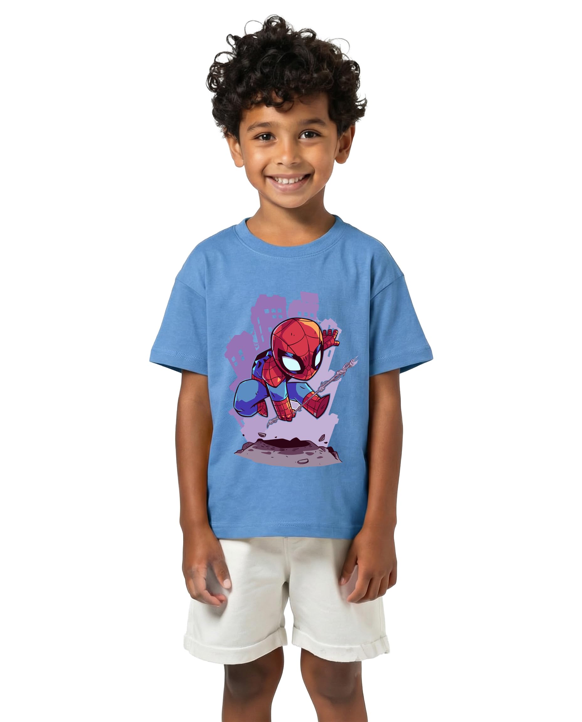 Sky Blue anime print kids t-shirt