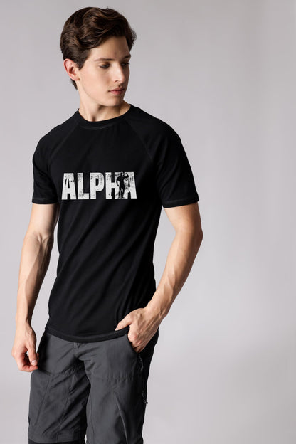 Starton Apparel Men's Pure Cotton Raglan Sleeve Crew Neck T-Shirt for Men Gym Alpha Print