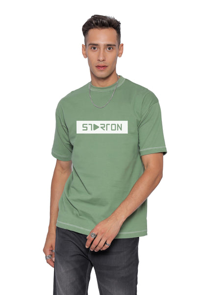 Starton Apparel Oversized and Baggy Fit Black Round Neck Half Sleeve T-Shirt in Pure Cotton Back Graphic Print and Front Print for Men