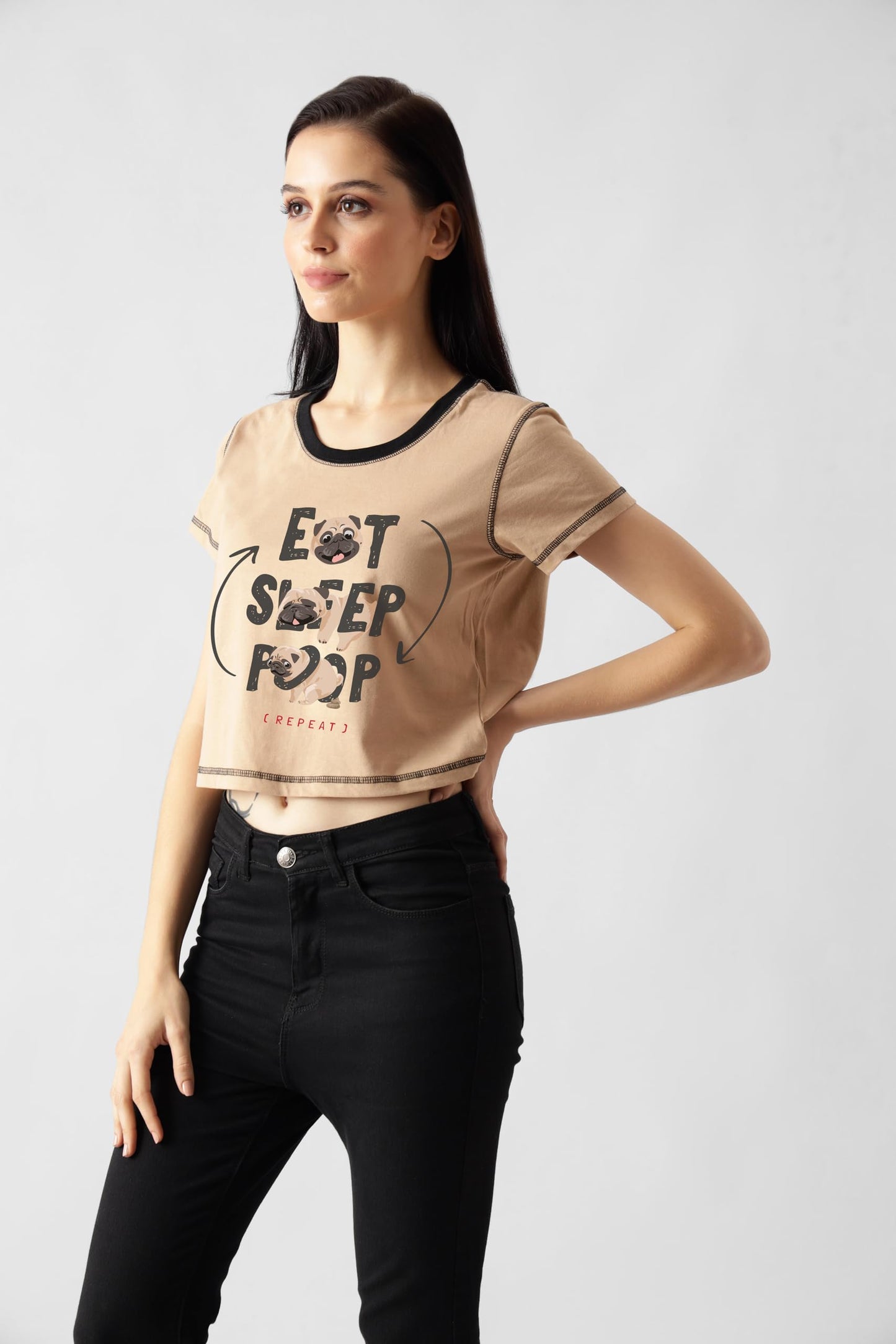 Starton Apparel 100% Cotton Round-Neck Crop Top Graphic Print || Tops for Women || Tops for Women Crop Tops for Women