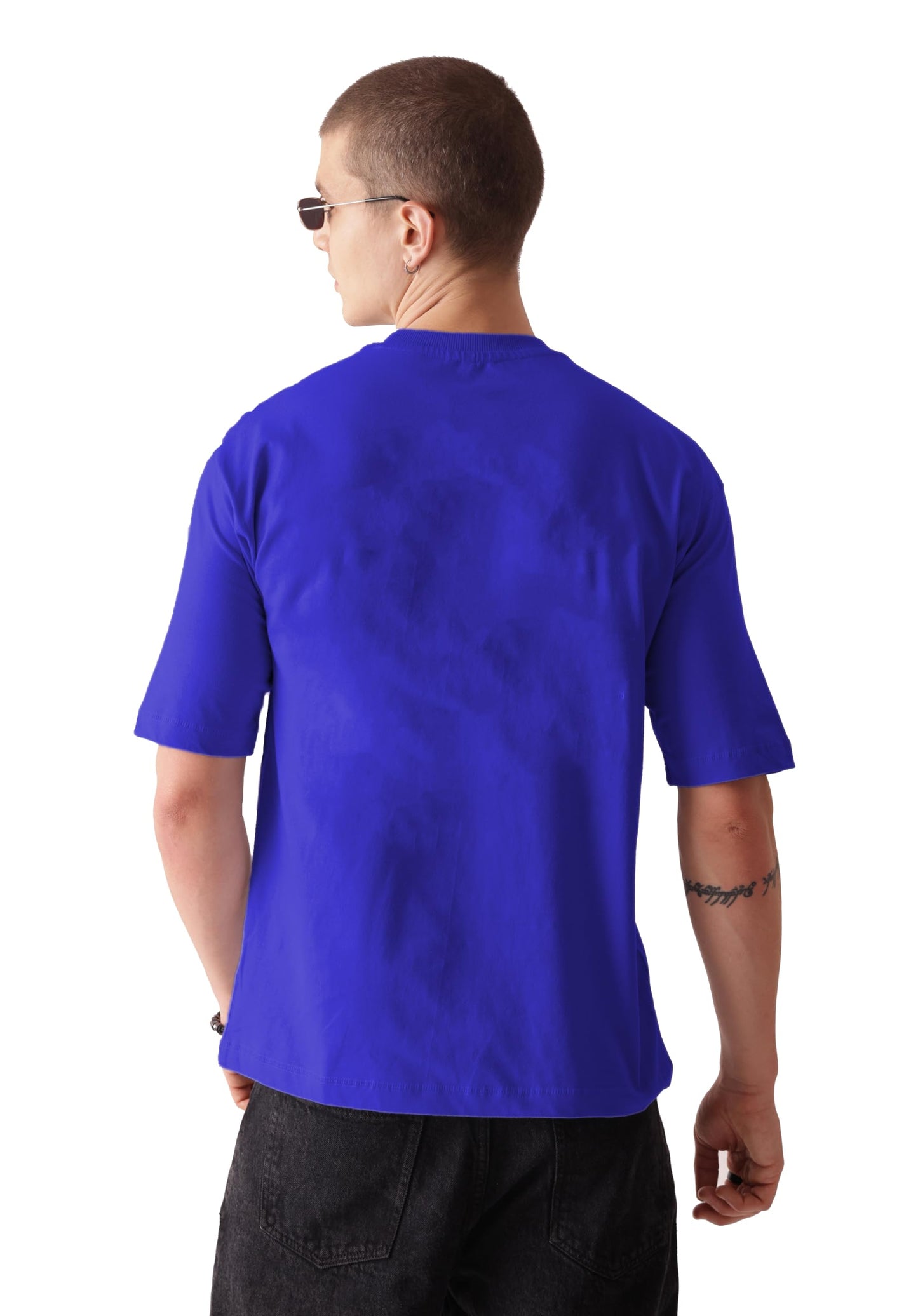 Starton Apparel 100% Pure Cotton Drop Shoulder Oversized Baggy Fit Half Sleeve Plain Solid Round Neck Unisex T-Shirt for Men (in, Alpha, XS, Plus, Royal Blue)