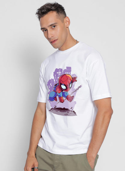 Starton Apparel Unisex 100% Cotton Superhero Graphic Printed Drop Shoulder Oversized Fit T-Shirt for Men and Women