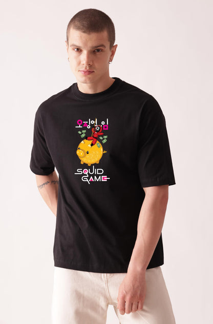 Starton Apparel 100% Cotton Drop Shoulder Baggy Oversized T-Shirt for Men, Squid Series Graphic Print