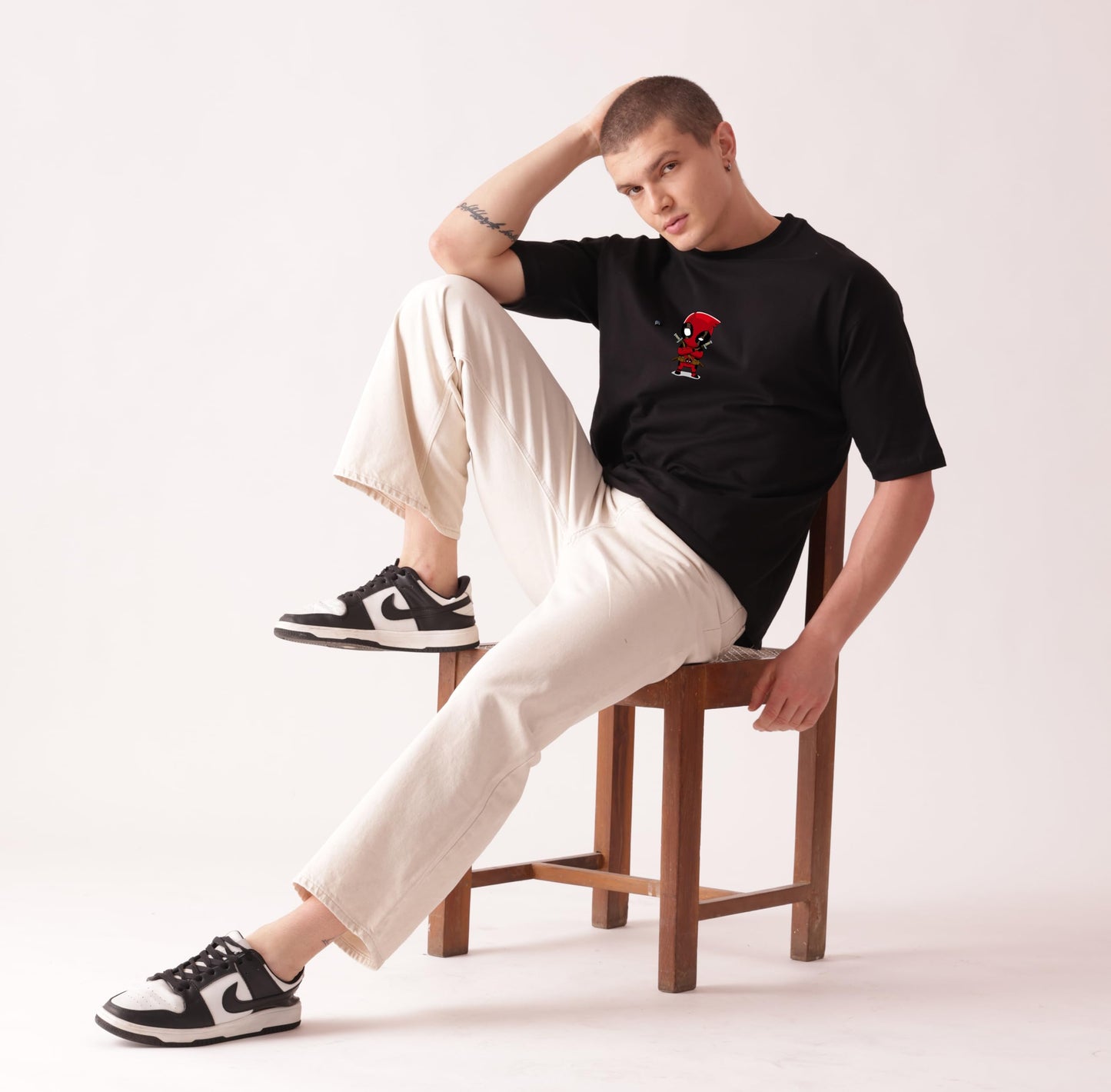 Starton Apparel 100% Cotton Deadpool & Wolverine Graphic Printed T-Shirt, Oversized Fit, Front & Back Print, for Men & Boys