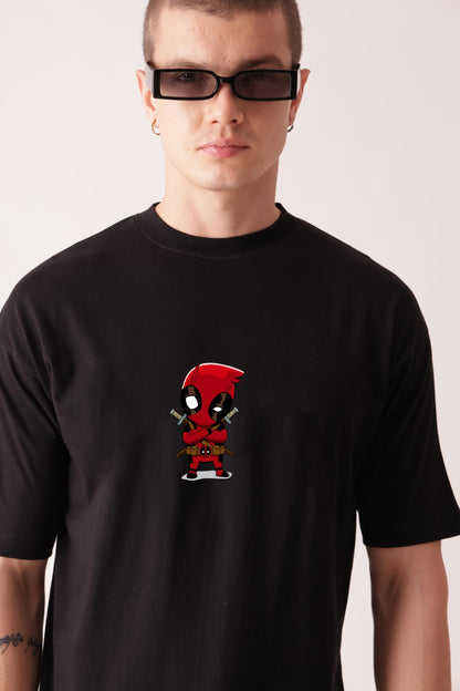 Starton Apparel 100% Cotton Deadpool & Wolverine Graphic Printed T-Shirt, Oversized Fit, Front & Back Print, for Men & Boys