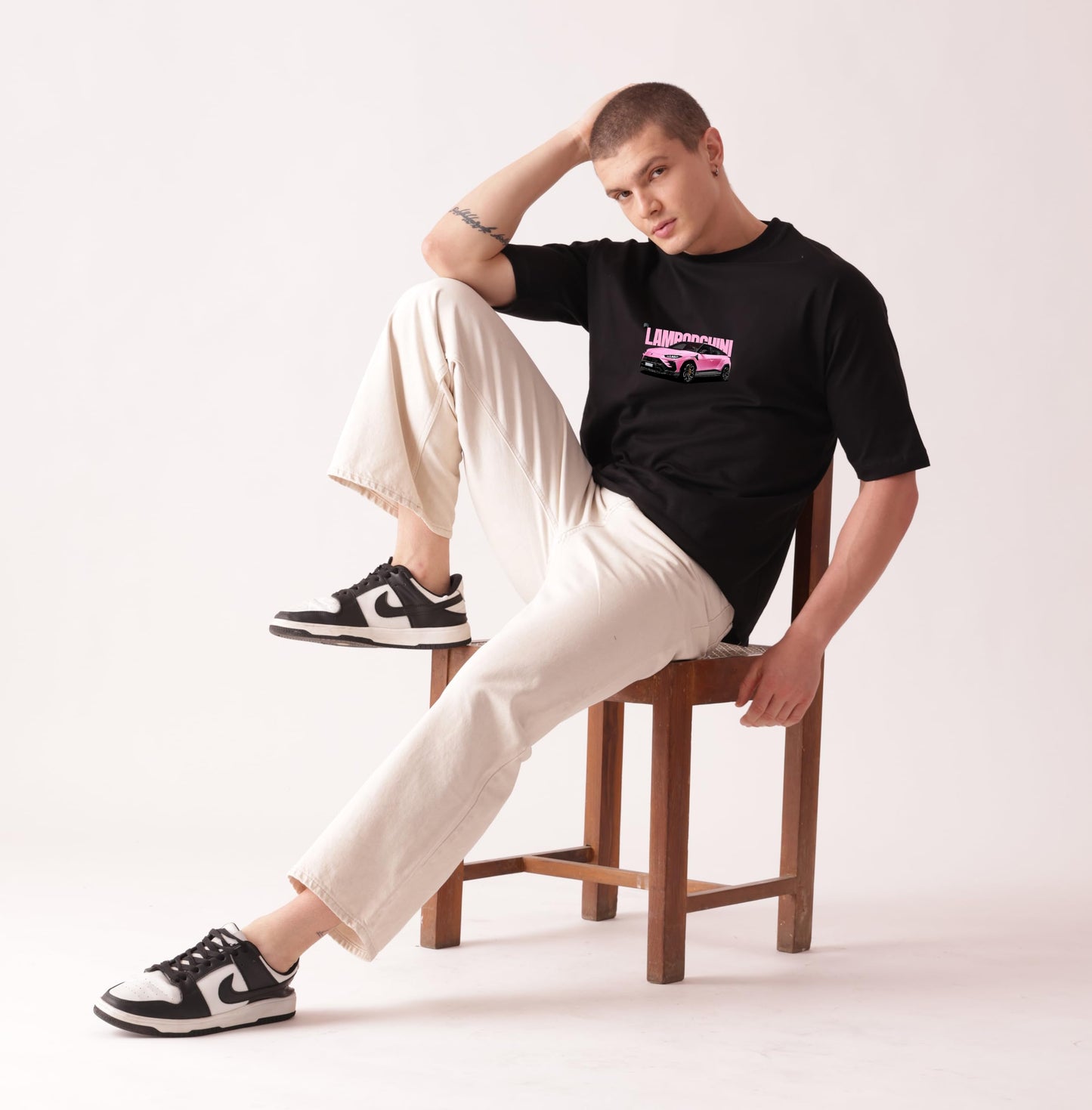 Starton Apparel Premium 100% Cotton Drop Shoulder Unisex Tshirt Car 2 Graphic Front and Back Printed Oversized T-Shirt for Men and Women