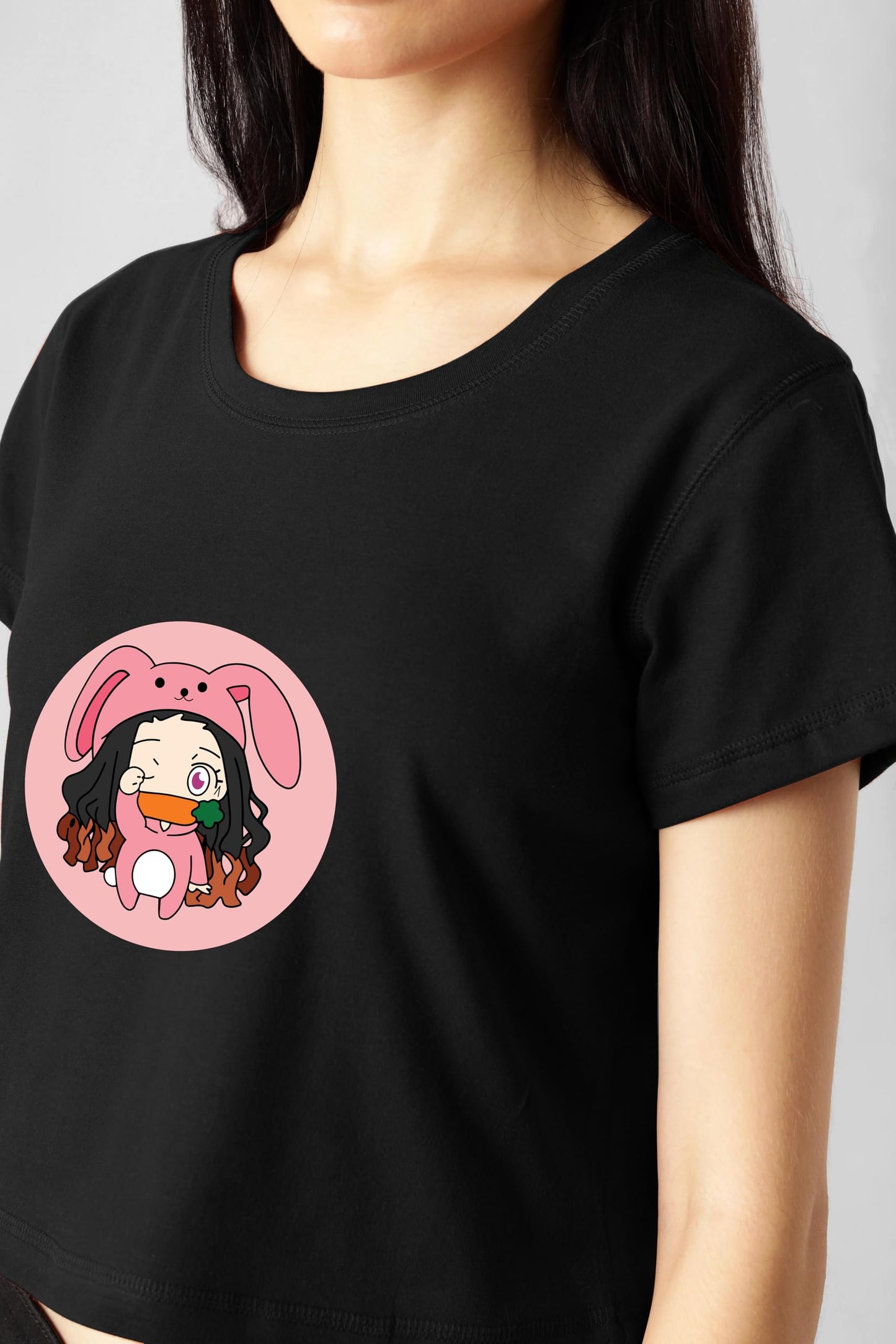 Starton Apparel 100% Cotton Anime Demon Slayer Tanjiro Nezuko Crop Top for Women