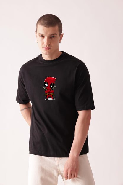 Starton Apparel 100% Cotton Deadpool & Wolverine Graphic Printed T-Shirt, Oversized Fit, Front & Back Print, for Men & Boys