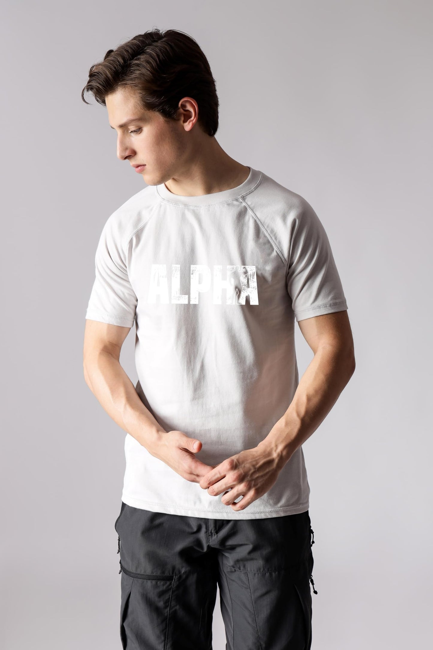 Starton Apparel Men's Pure Cotton Raglan Sleeve Crew Neck T-Shirt for Men Gym Alpha Print