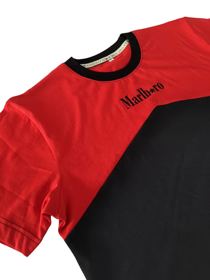 Starton Apparel Men Round Neck Regular Fit T-Shirt, Combed Cotton, Bio Washed, 180gsm, Marl Boro Text Printed