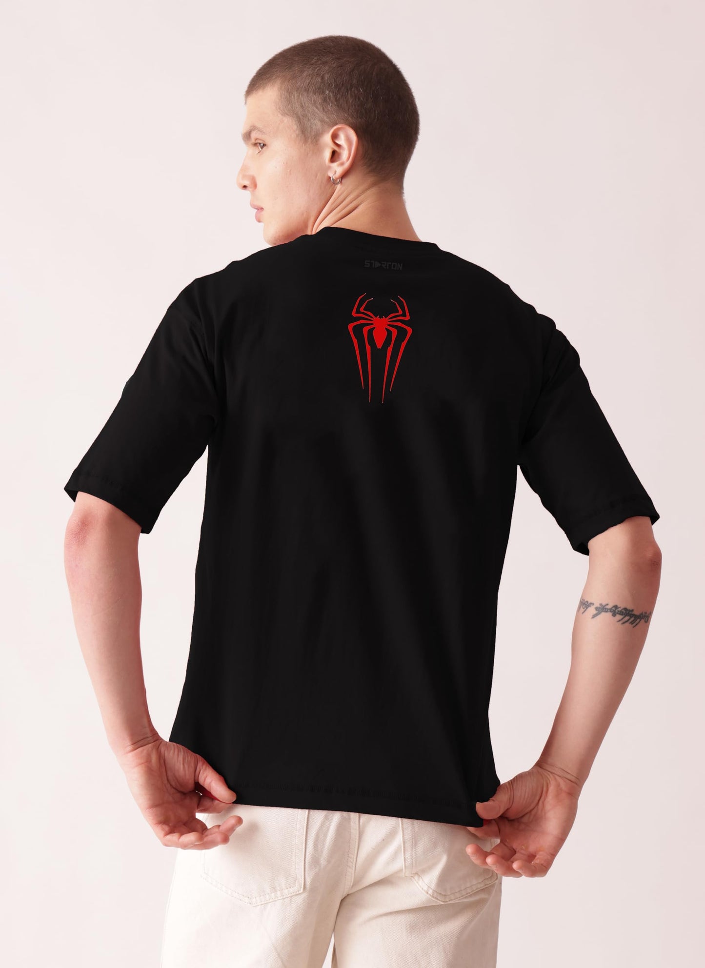 Starton Apparel Unisex 100% Cotton Superhero Graphic Printed Drop Shoulder Oversized Fit T-Shirt for Men and Women