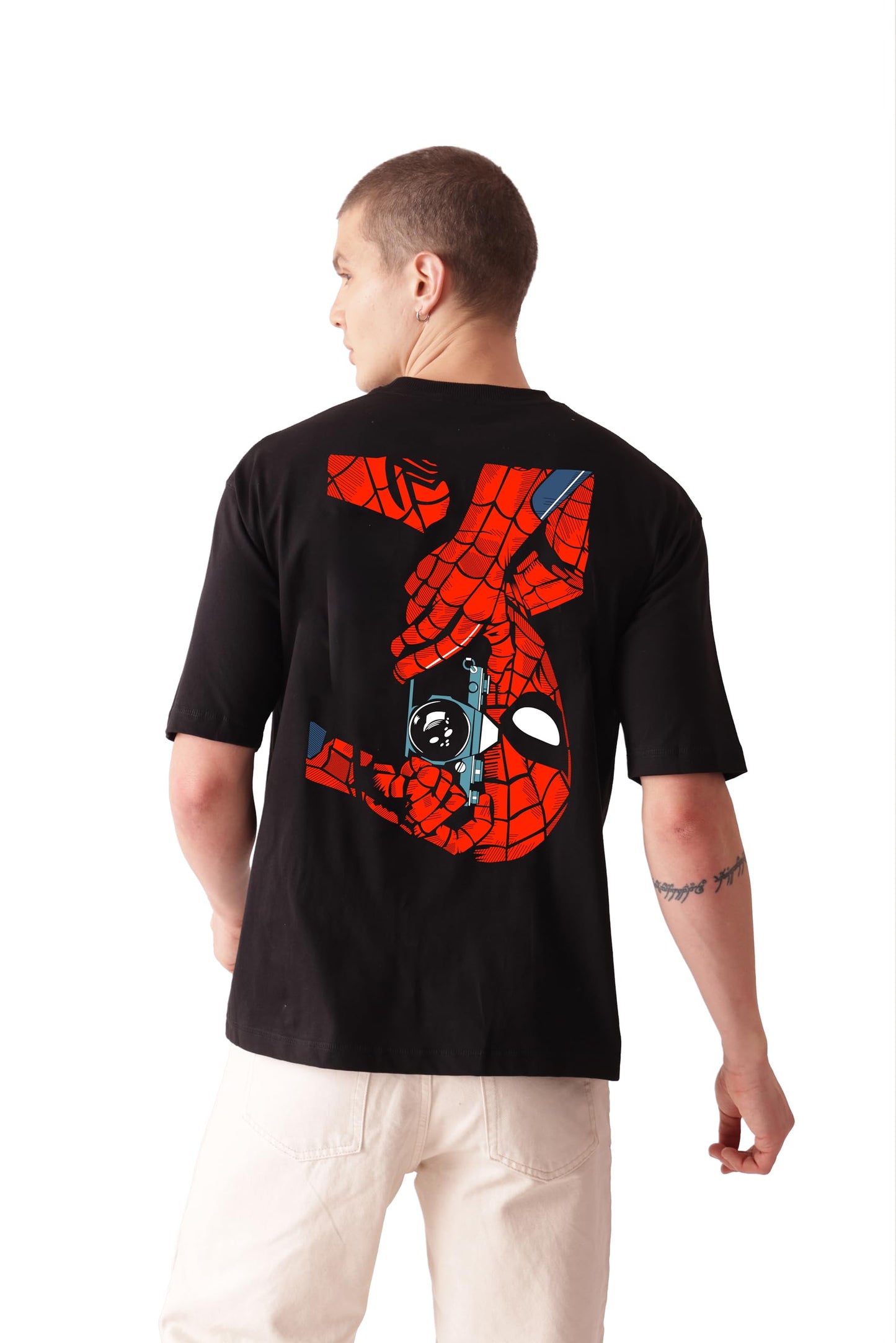 Starton Apparel Unisex 100% Cotton Superhero Graphic Printed Drop Shoulder Oversized Fit T-Shirt for Men and Women
