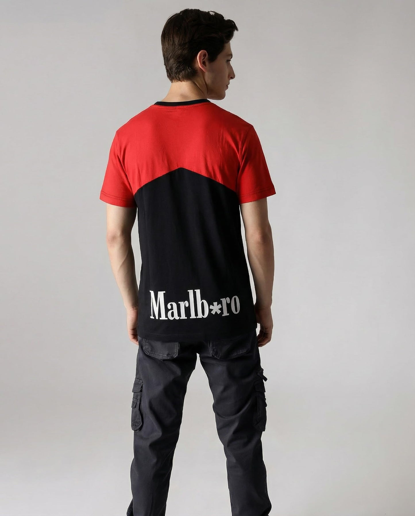 Starton Apparel Men Round Neck Regular Fit T-Shirt, Combed Cotton, Bio Washed, 180gsm, Marl Boro Text Printed