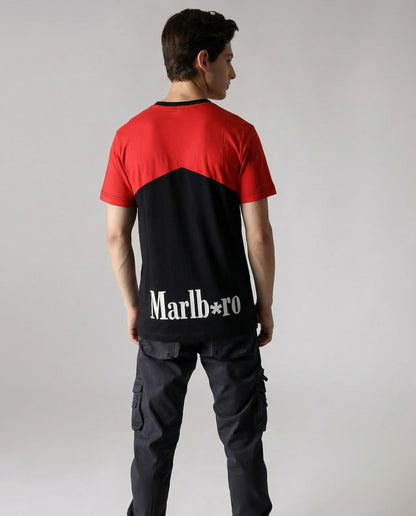 Starton Apparel Men Round Neck Regular Fit T-Shirt, Combed Cotton, Bio Washed, 180gsm, Marl Boro Text Printed