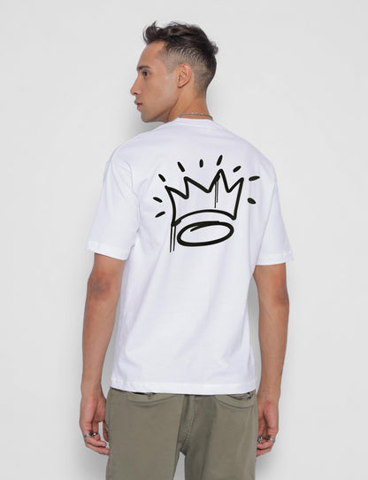 Starton Apparel Oversized and Baggy Fit Black Round Neck Half Sleeve T-Shirt in Pure Cotton Back Graphic Print and Front Print for Men