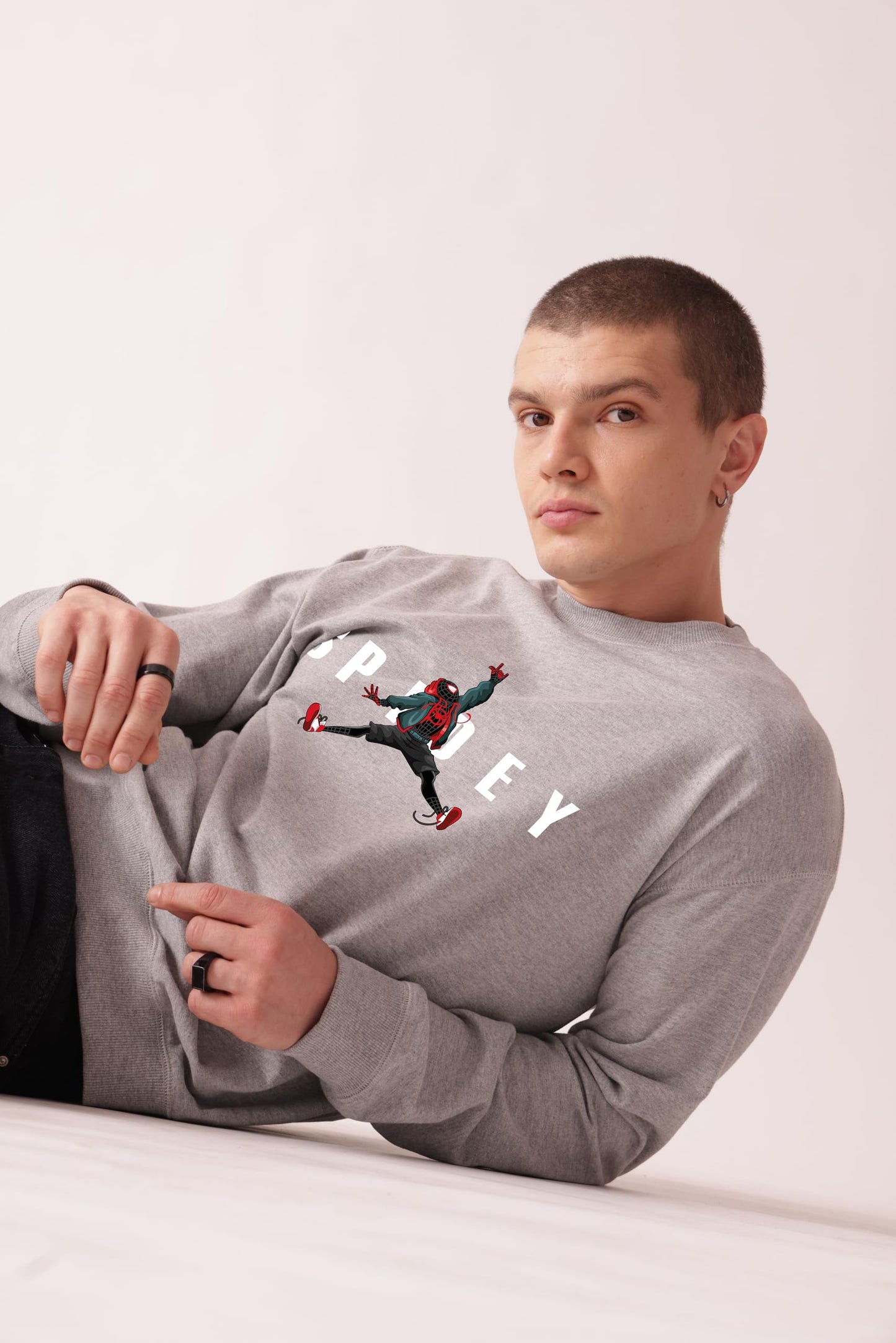 Starton Apparel Premium Oversized Sweatshirt for Men, 100% Cotton Terry 300GSM, Marvel Superhero Anime Graphic Print, Drop Shoulder