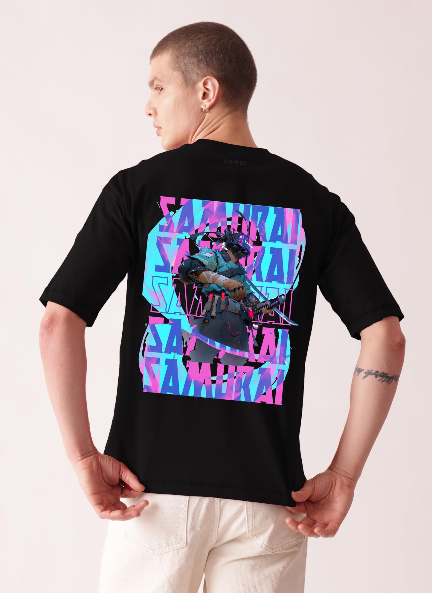Starton Apparel 100% Pure Cotton Drop Shoulder Oversized Fit T-Shirt for Men Extraction Anime Front and Back Print (STM-037)