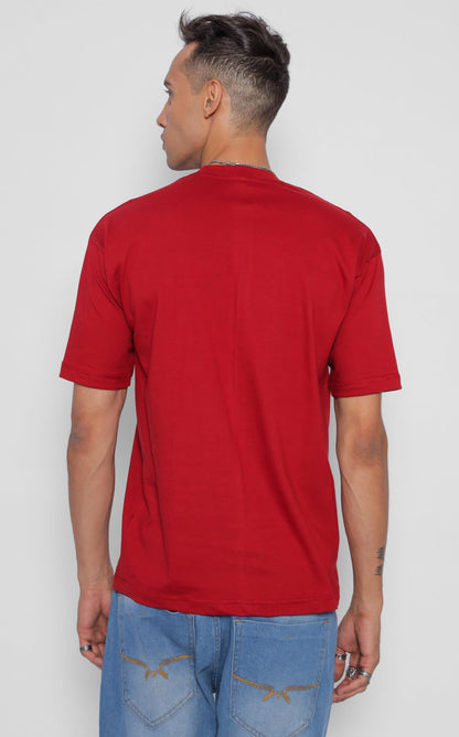 Starton Apparel 100% Pure Cotton Drop Shoulder Oversized Baggy Fit Half Sleeve Plain Solid Round Neck Unisex T-Shirt for Men (in, Alpha, XS, Plus, Red)