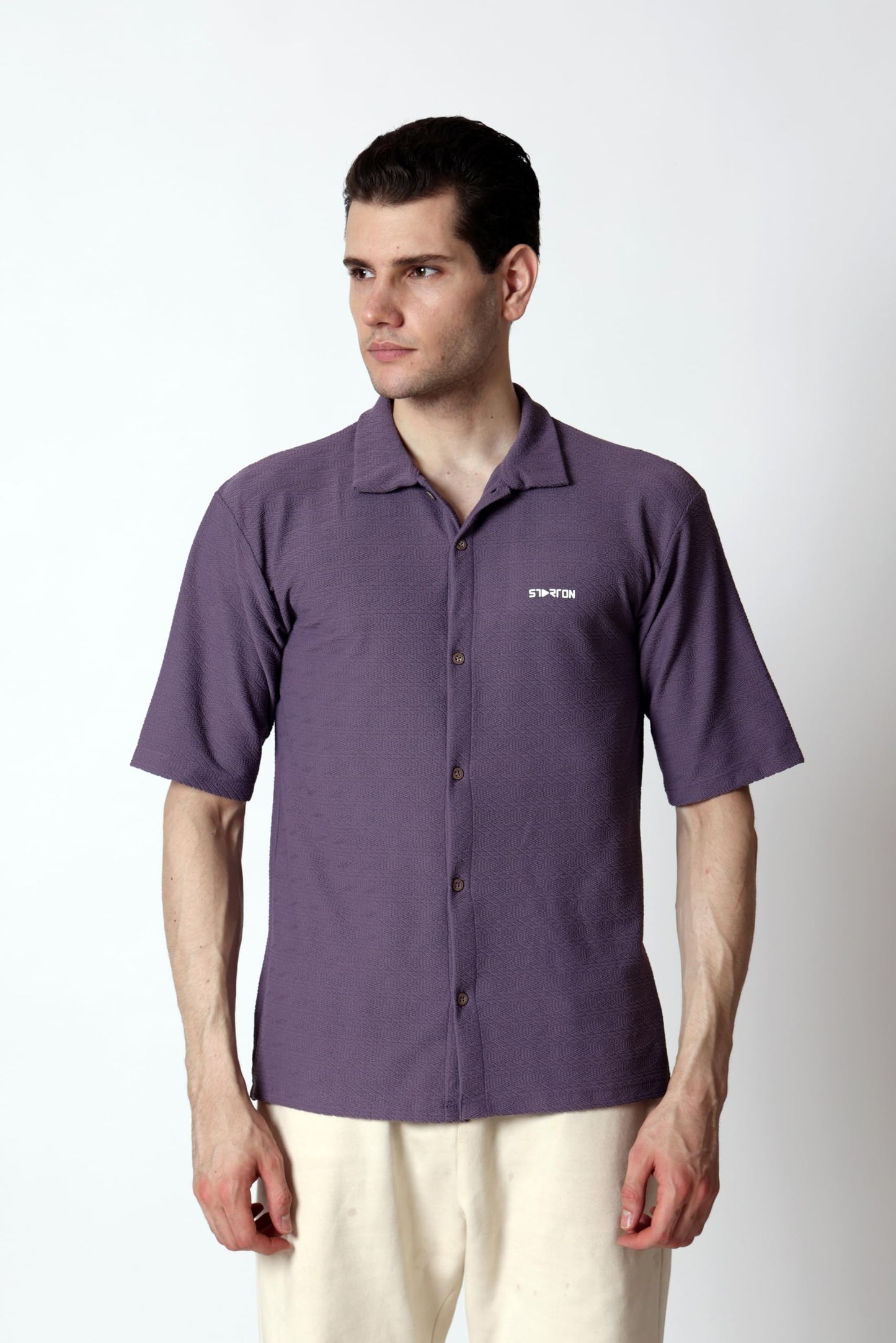 Starton Apparel Men's Textured Casual Shirts, Half Sleeve, Plain, Stylish, Fancy
