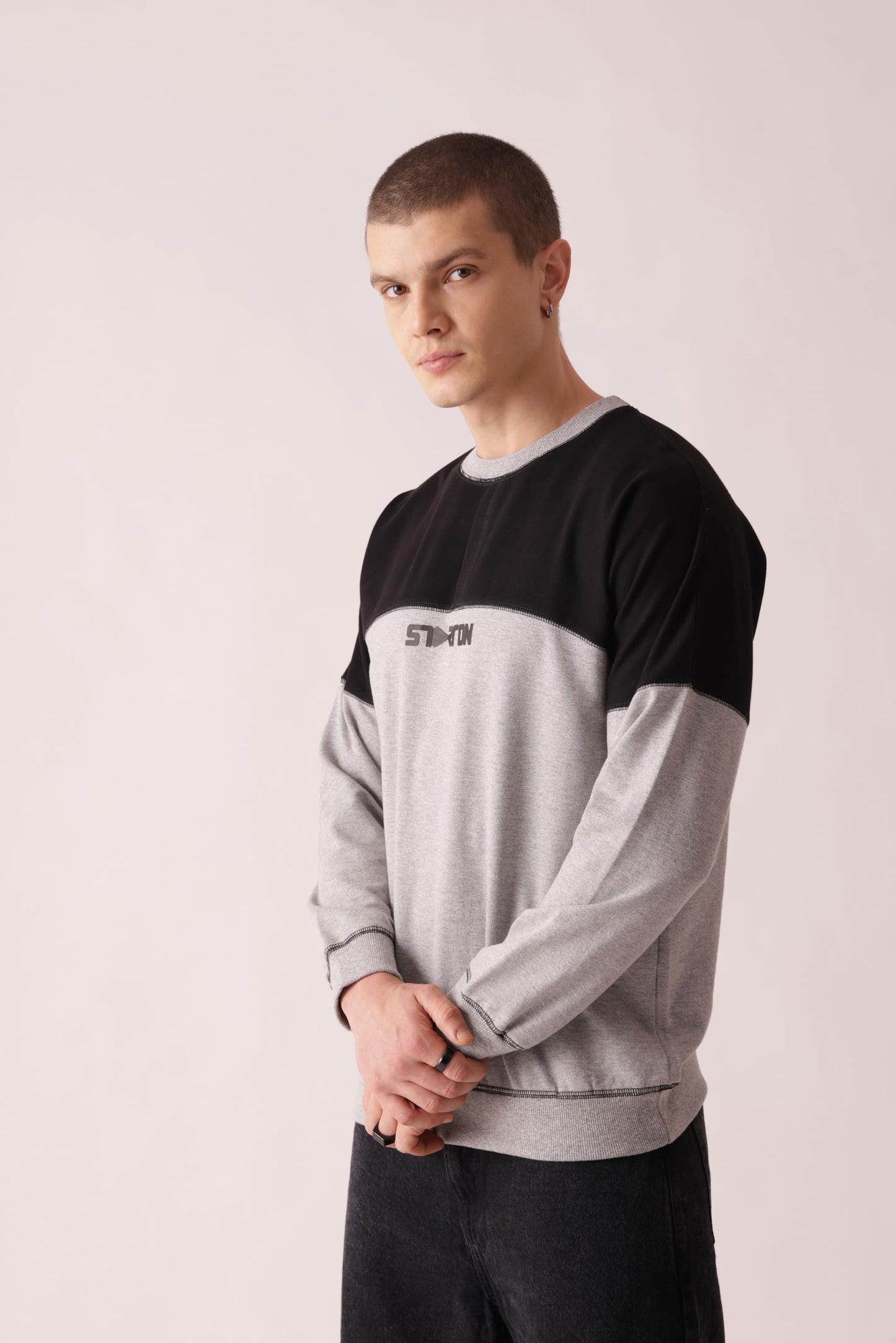 Starton Apparel Crew Neck Sweatshirt for Men 100% Cotton Terry 280GSM Heavy French Terry Dual Tone