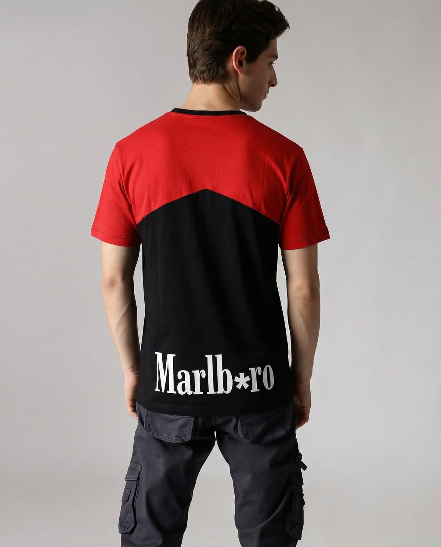 Starton Apparel Men Round Neck Regular Fit T-Shirt, Combed Cotton, Bio Washed, 180gsm, Marl Boro Text Printed