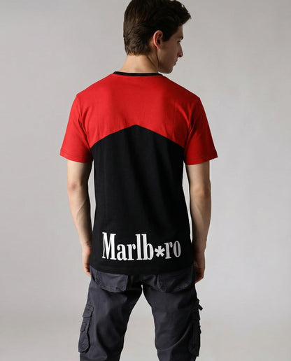 Starton Apparel Men Round Neck Regular Fit T-Shirt, Combed Cotton, Bio Washed, 180gsm, Marl Boro Text Printed
