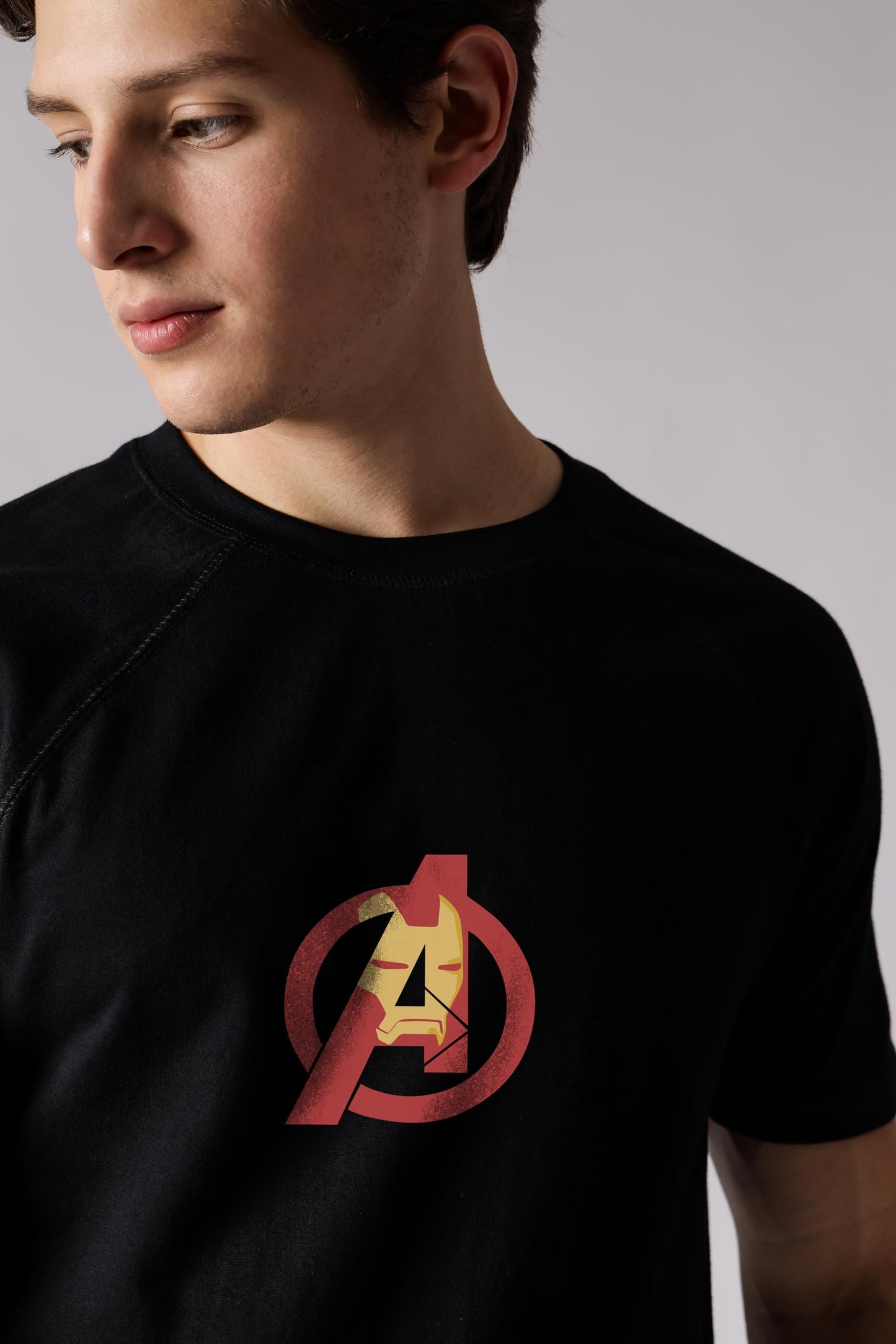 Starton Apparel 100% Cotton Marvel Avengers Ironman Superhero Graphic Print T-Shirt, Regular Fit Raglan Sleeve T Shirt for Men