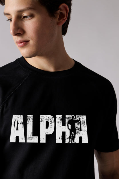 Starton Apparel Men's Pure Cotton Raglan Sleeve Crew Neck T-Shirt for Men Gym Alpha Print