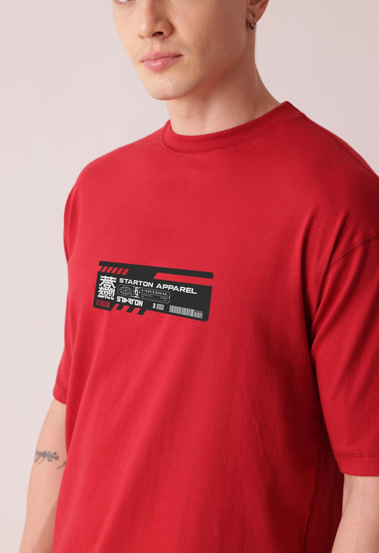 Starton Apparel 100% Pure Cotton Drop Shoulder Oversized Fit T-Shirt for Men Extraction Anime Front and Back Print (STM-037)